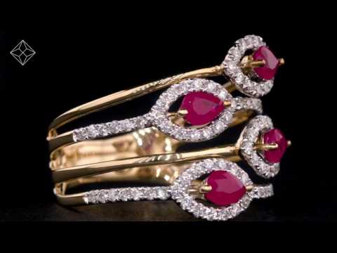 Ruby and Diamond Halo Statement Ring in 18K White Gold Version - Asteria Collection - FT92-TY