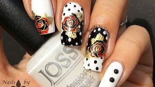 Dots & Roses Stamping Nail Art