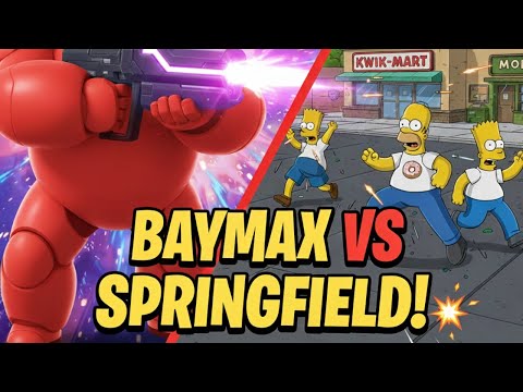 Baymax VS Springfield!  💥 Intense Fortnite PVP & Exploring The Simpsons Map! (4k60FPS)