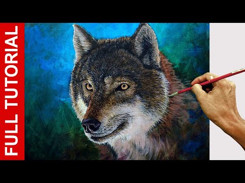 Tutorial : How to Paint Portrait of a Wolf in Acrylics / JMLisondra
