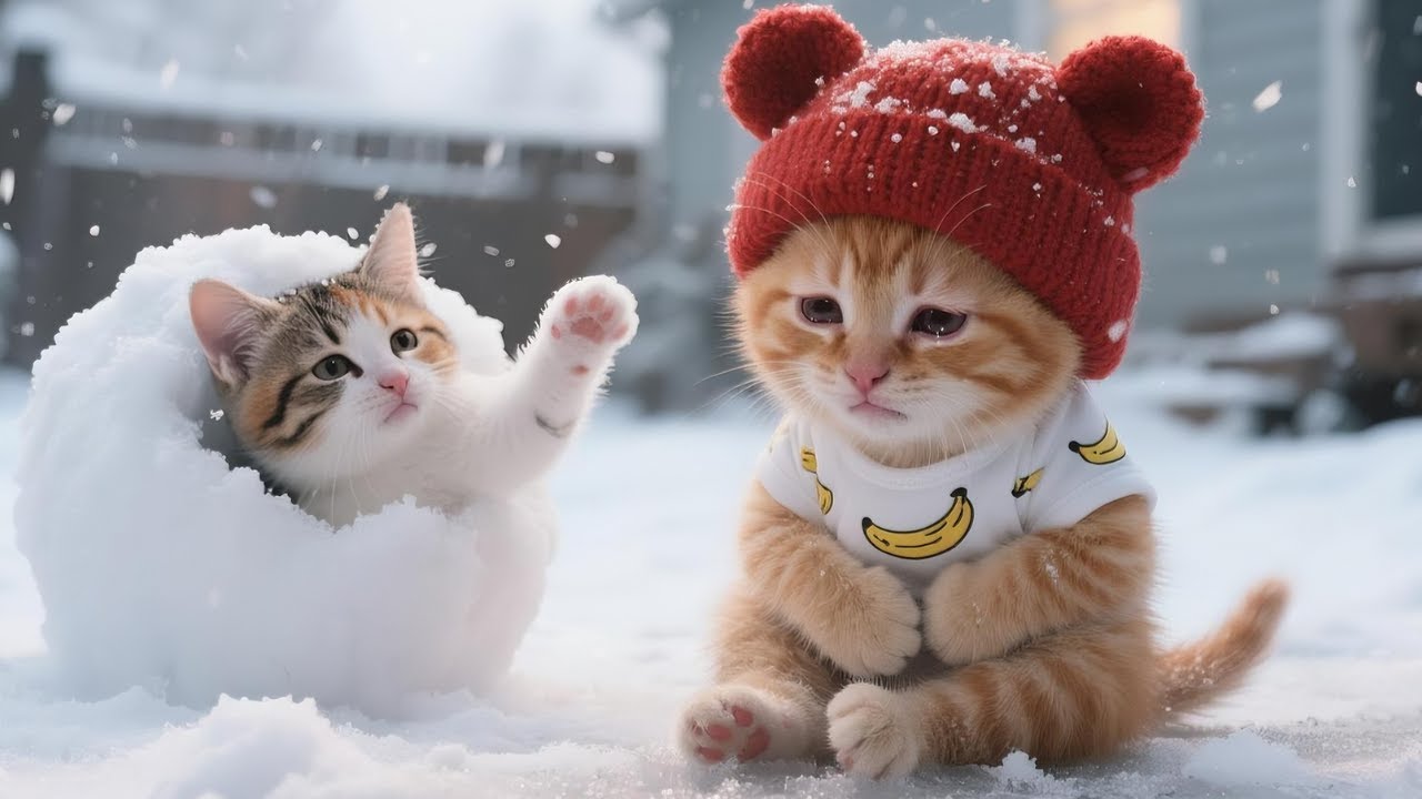 Stray Kitten Caught in a Snowstorm After Sneaking Out, Little Sibling Desperately Searches ❄️😿😱