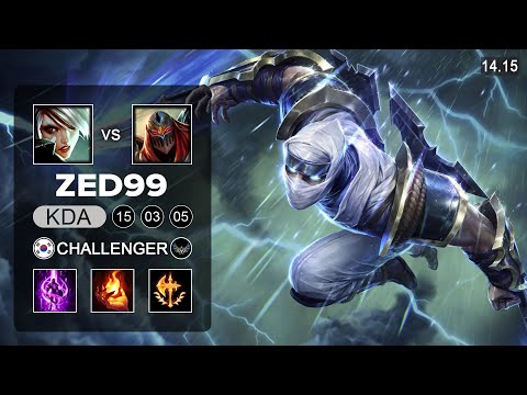 ZED99 Zed vs Riven Mid - KR Challenger - Patch 14.15 Season 14