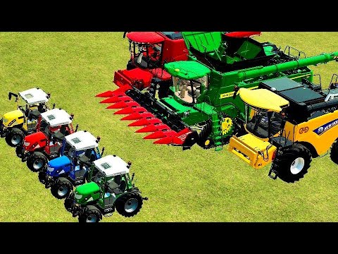 HARVESTING AND LOAD SUNFLOWERS WITH COLORED TRACTORS - Farming Simulator 22