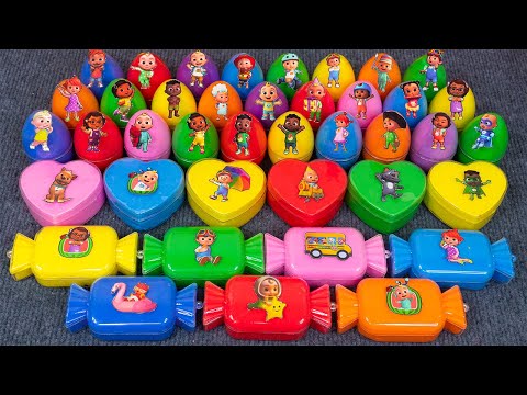 Cocomelon Rainbow✨🦖 Pinkfong with JJ, TomTom Finding Hidden Slime & Glitter Eggs Satisfying ASMR🌈