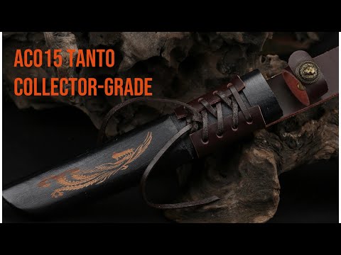 AC015 Ebony Handle Tanto Knife Appearance Showcase