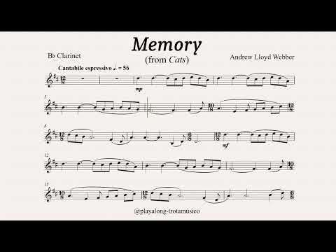 Clarinet Playalong - Memory (from Cats) Bb sheet music with Piano, Flute & Strings accompaniment