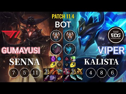 T1 Gumayusi Senna vs EDG Viper Kalista Bot - KR Patch 11.4