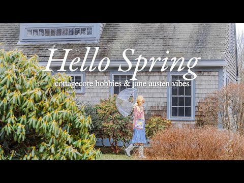 a rainy spring day at home ☔️ cottagecore hobbies, pride and prejudice vibes, springtime vlog