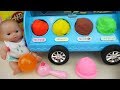 Play doh and Baby doll Ice Cream car toys play
