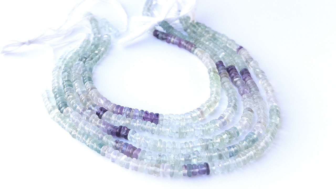 Fluorite | Smooth Wheels | 4-4.4mm Bead Size | 20cm Strand Length video
