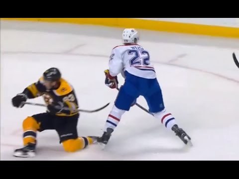 Brad Marchand Injury vs Montreal (10/10/15)