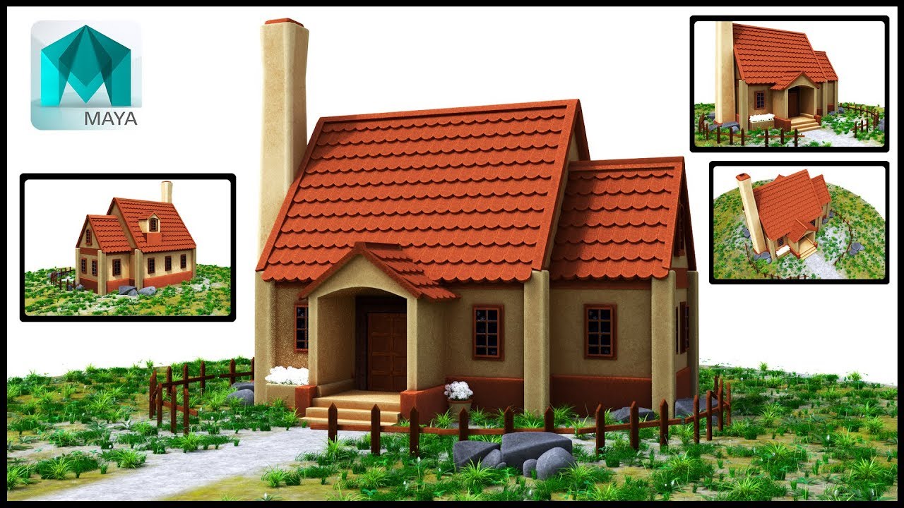 3D Modeling of a house for cartoon in Maya tutorial by 3D Bunch