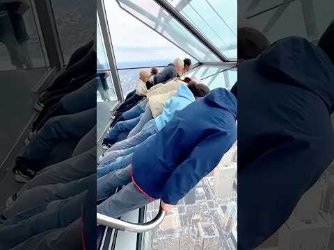 Glass tilts OUT—visitors scream mid-air! 😱💥 #FearOfHeights #SkyWalk