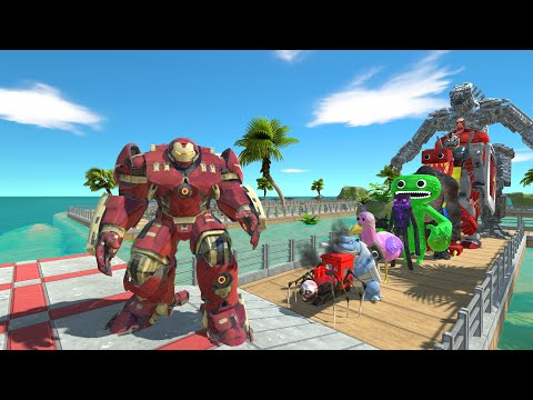 Hulk Buster vs MechaGodzilla OASIS DEATH RUN - Animal Revolt Battle Simulator