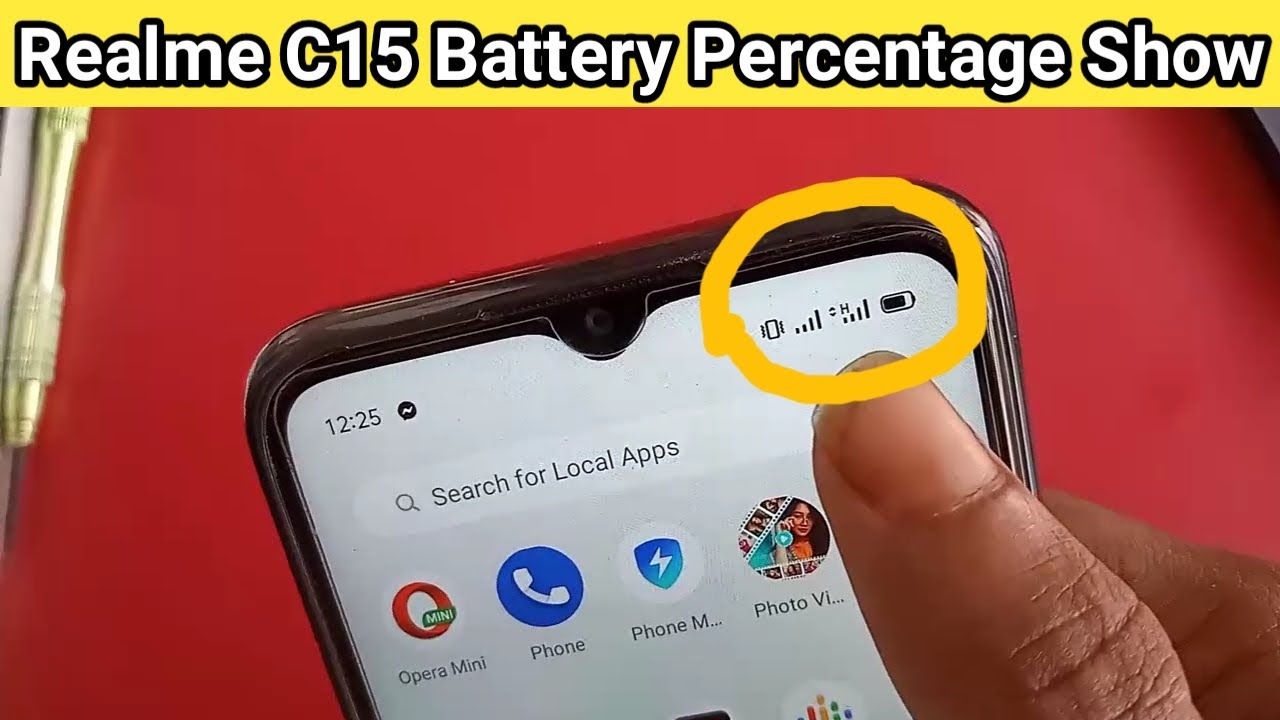how to show battery percentage in realme c15