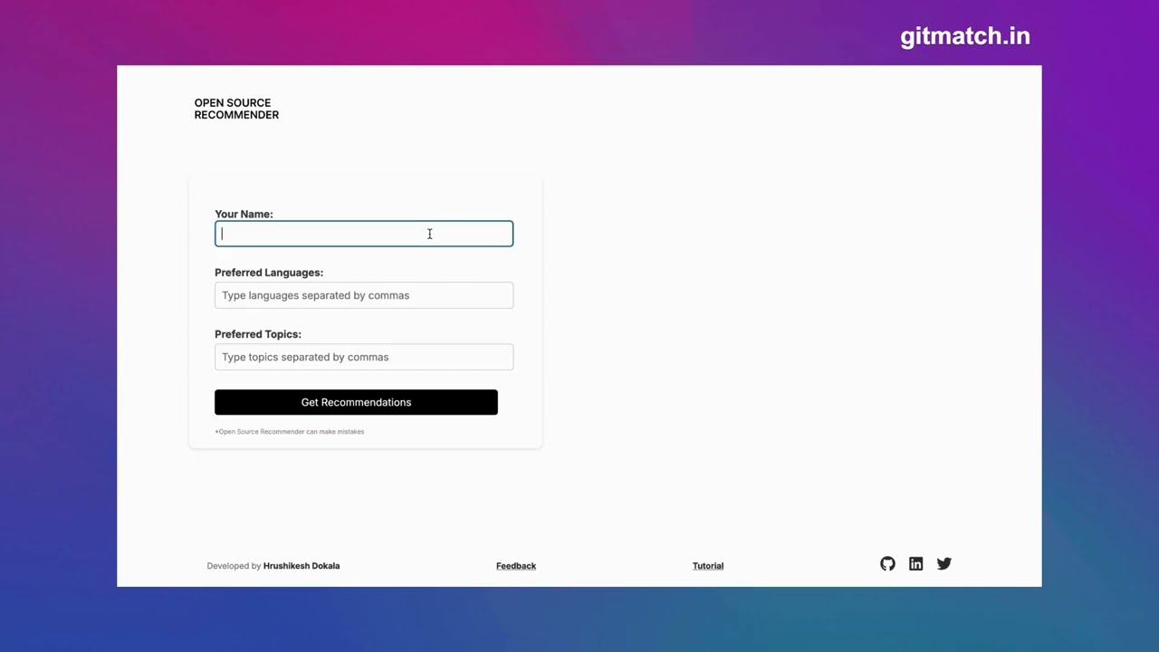 gitmatch.in - your ultimate open-source project recommender!