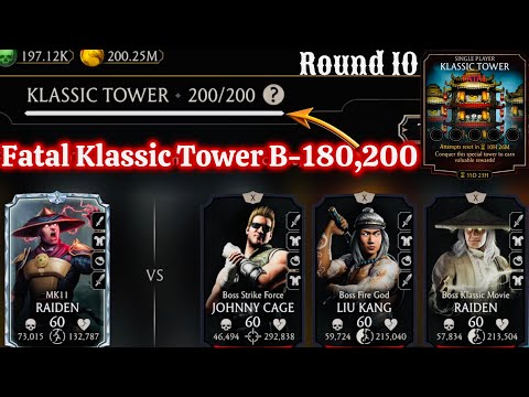 Fatal Klassic Tower Boss Battle 200 & 180 Fight + Rewards MK Mobile | Team MK11