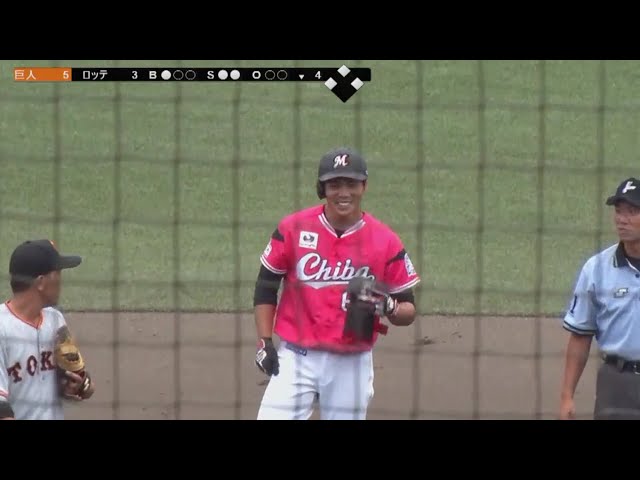 【ファーム】代打で結果!! マリーンズ・肘井 左中間を破る同点のタイムリー2ベースヒット!! 2018/9/2 M-G(ファーム)