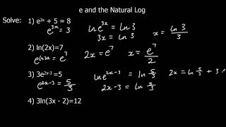 The Exponential Function e and The Natural Log ln