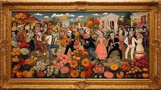 💀🌸 Day of the Dead Elegance | 4K Gold-Framed TV Art Screensaver ✨🎨