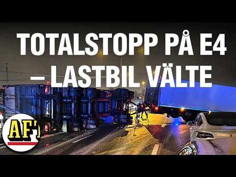 Totalstopp på E4 – här bildas en enorm bilkö