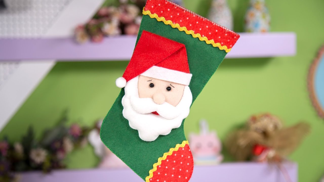🔴 Botinha de Natal em Feltro - Passo a Passo + Molde