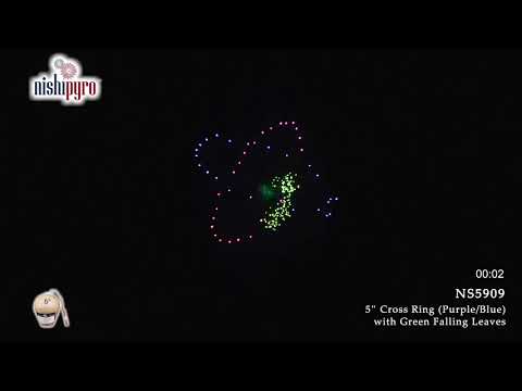 NS5909 - Cross Ring (Purple/Blue) with Green Falling Leaves