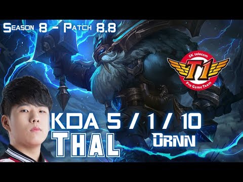 SKT T1 Thal ORNN vs SION Top - Patch 8.8 KR Ranked