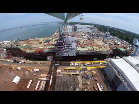 The Future Uss John F Kennedys Island Is Lowered Into Place
