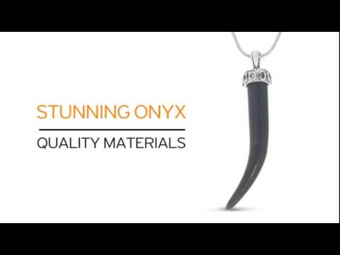 Men's Black Onyx Italian Horn Necklace, 22 Inches - SuperJeweler.com
