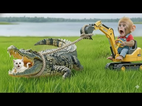😱🐊 Horror at the River! Crocodile Drags a Kitten Away—Monkey Bon Bon’s Rescue Shocks Everyone! 🐒🐱