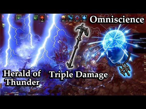 Omniscience stacking, Triple damage Herald of Thunder - Path of Exile (3.17 Archnemesis)