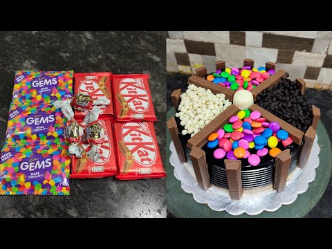 chocolate cake decorating ideas with KitKat and gems |🎂 chocolate cake decoration 🍫🍫