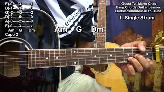 Manu Chao - Me Gustas Tu Easy Chords Guitar Lesson Spanish/French Reggae @EricBlackmonGuitar LESSONS