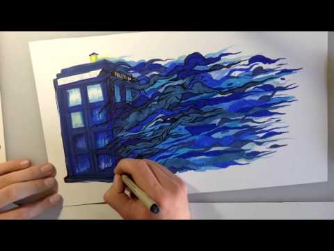 Doctor Who Tardis Drawing ROYOLONE Graffiti Blackbook
