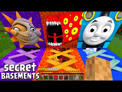 CHOOSE THE RIGHT BASEMENT SUN AND MOON THOMAS TRAIN EATER SCP CAT IN MINECRAFT FUNNY ANIMATION