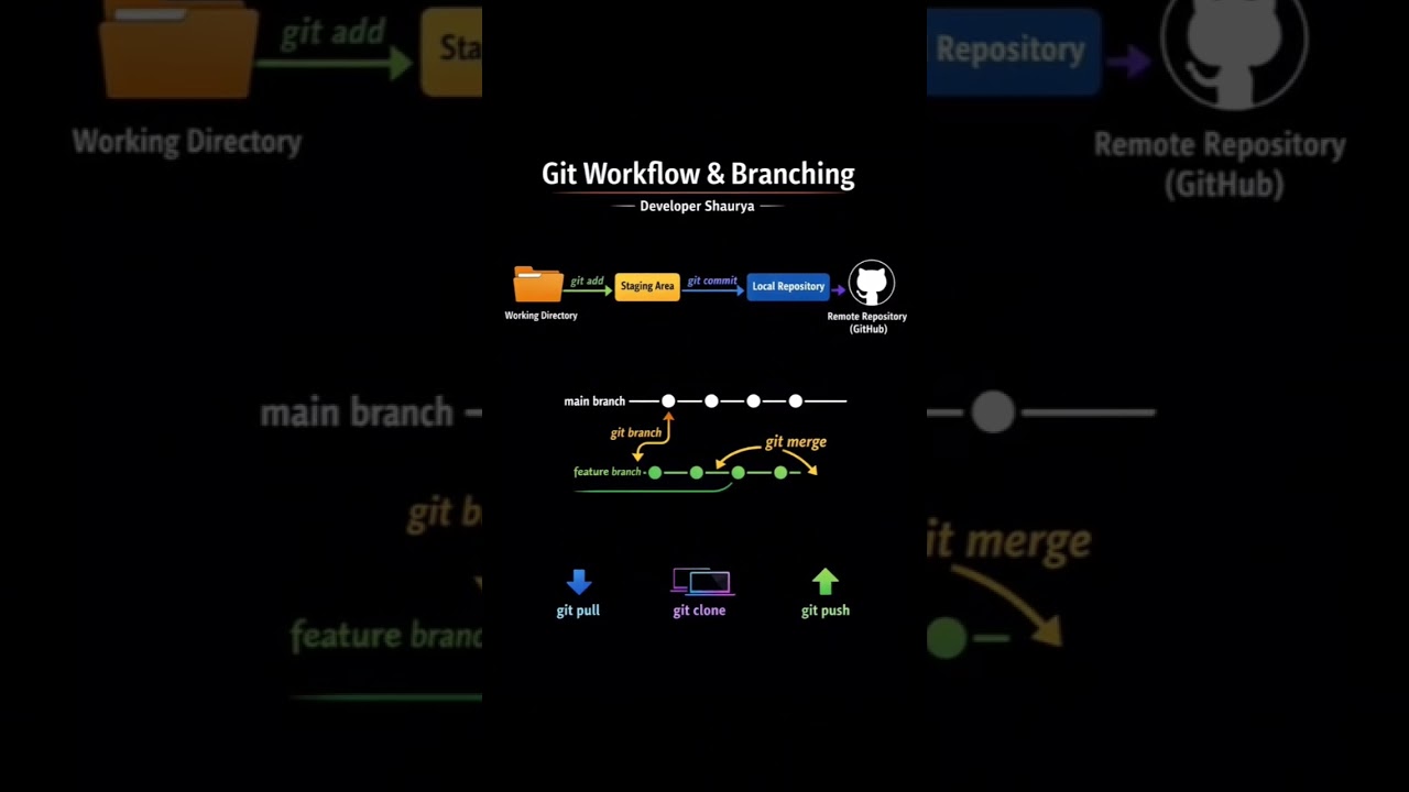 Git workflow and it's branching #git #github #coding