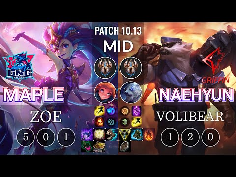 LNG Maple Zoe vs GRF Naehyun Volibear Mid - KR Patch 10.13