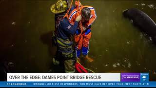 Heroic rescue after car plummets off of  Dames Point Bridge