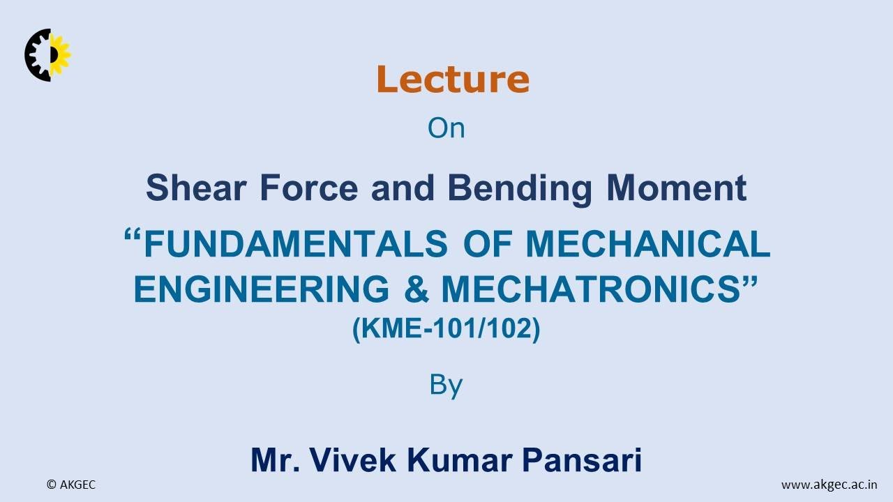 FUNDAMENTALS OF MECHANICAL ENGINEERING & MECHATRONICS LECTURE 01 ''Shear Force and Bending Moment''