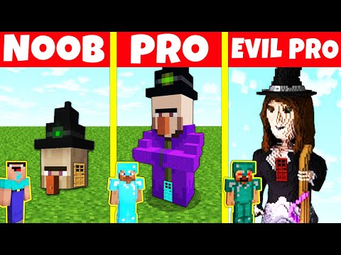 TEN - Minecraft Animations - Minecraft Battle: NOOB vs PRO vs EVIL PRO: WITCH STATUE HOUSE BUILD CHALLENGE / Minecraft Animation
