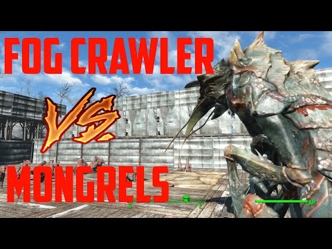 Fallout 4 NPC Battles!  Fog Crawler vs. 50 Mongrels!