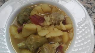 ALCACHOFAS CON PATATA Y JAMON