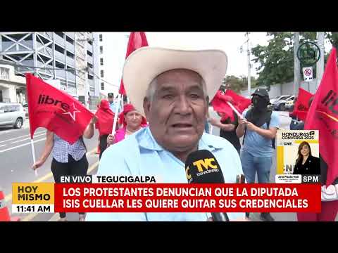 Dirigentes de Libre de Nueva Arcadia, Copán, protestan en casa presidencial