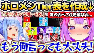 【ホロメンTier表】ヴィヴィちゃんが独断と偏見で作成する『ツッコミやすい先輩Tier表』で、唯一のSレートに君臨する王者ぺこらw【ホロライブ切り抜き/綺々羅々ヴィヴィ/兎田ぺこら/大神ミオ】