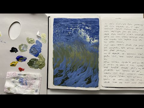 crashing waves | acrylic on sketchbook