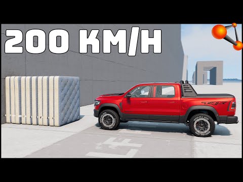 10 MATTRESS vs DODGE RAM TRX! 200 Km/H CRASH TEST! - BeamNg Drive