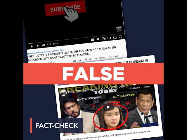 FALSE: Duterte criticizes Liza Soberano, orders her endorsements canceled