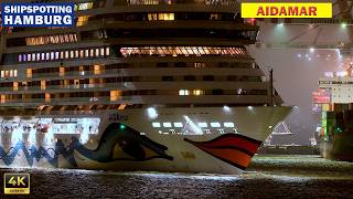 AIDAMAR - Sail away mit Schiffshorn aus dem Hamburger Hafen  | Shipspotting Hamburg 4K und re-live