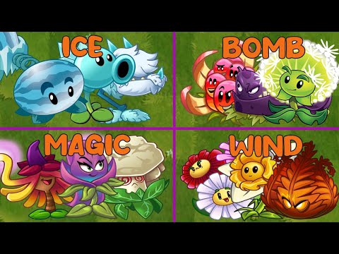 Random 4 Team ICE WIND BOMB MAGIC Plants Battles - Who Best Team? - PvZ 2 Team Plants vs Team Plants